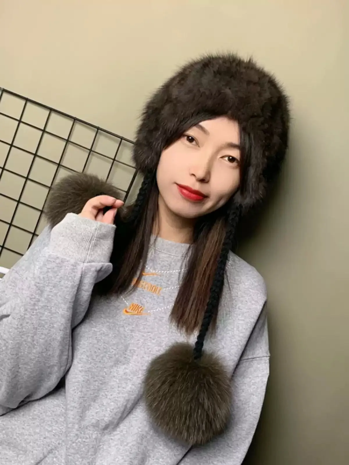 Sable fur hat winter women's three-ball Lei Feng earmuffs warm hat high quality outdoor fur real fur hat