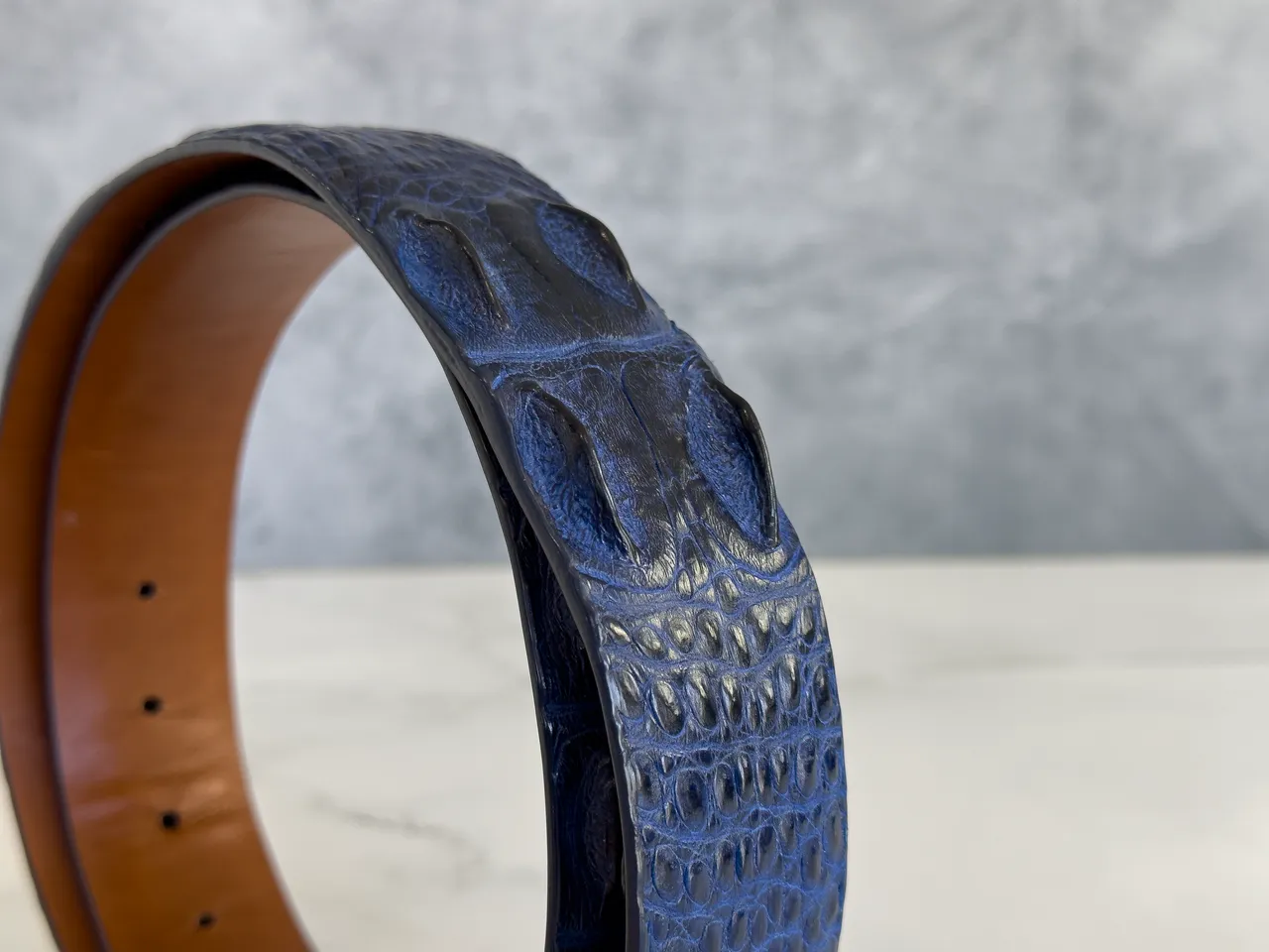 Saltwater Crocodile Belt: Indigo