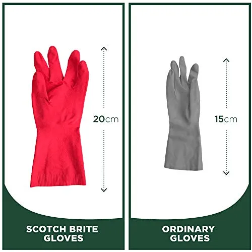 Scotch-Brite Rubber Heavy Duty Hand gloves for Dishwashing, gardening, kitchen cleaning ( Inner cotton lining for comfort), 1 Pair