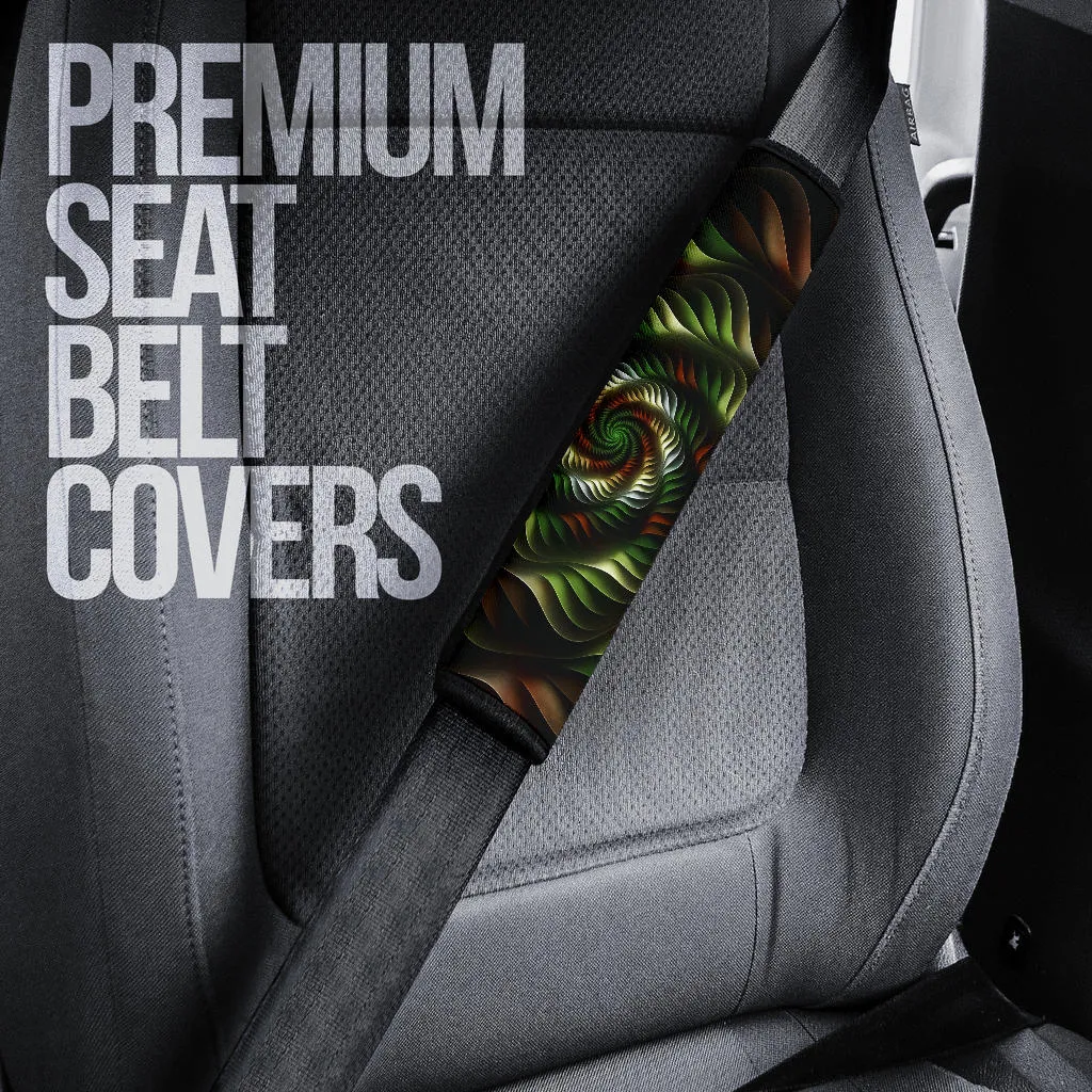 Seat Belt Covers Brown and Green Spirals