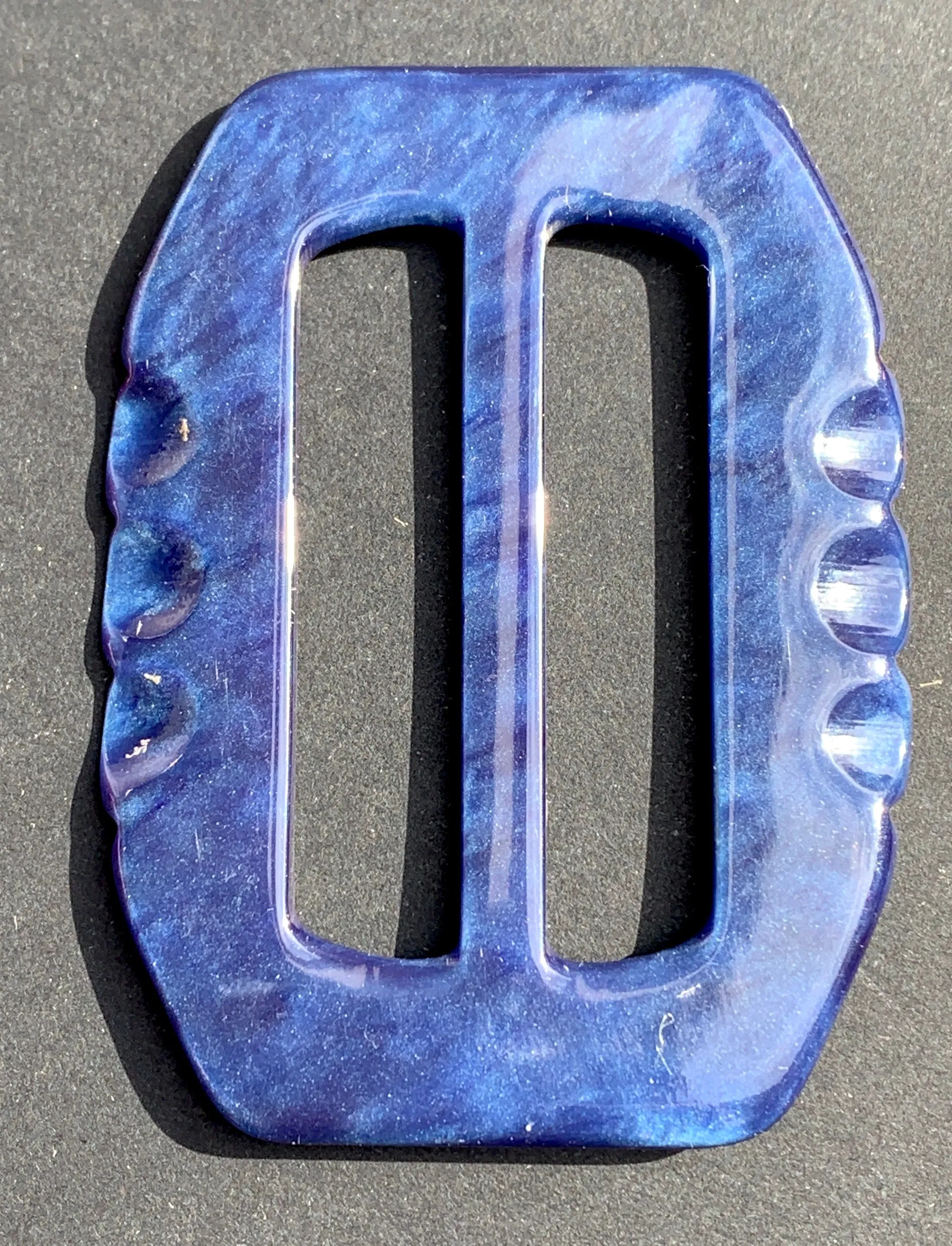 Shiny Deep Sea Blue 1940s French 6cm Belt Buckle