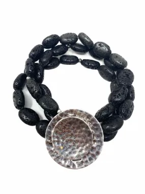 Silpada Black Lava Rock .925 Sterling Silver Bracelet