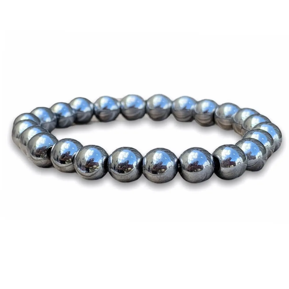 Silver Hematite Stone Handmade Elastic Bracelet