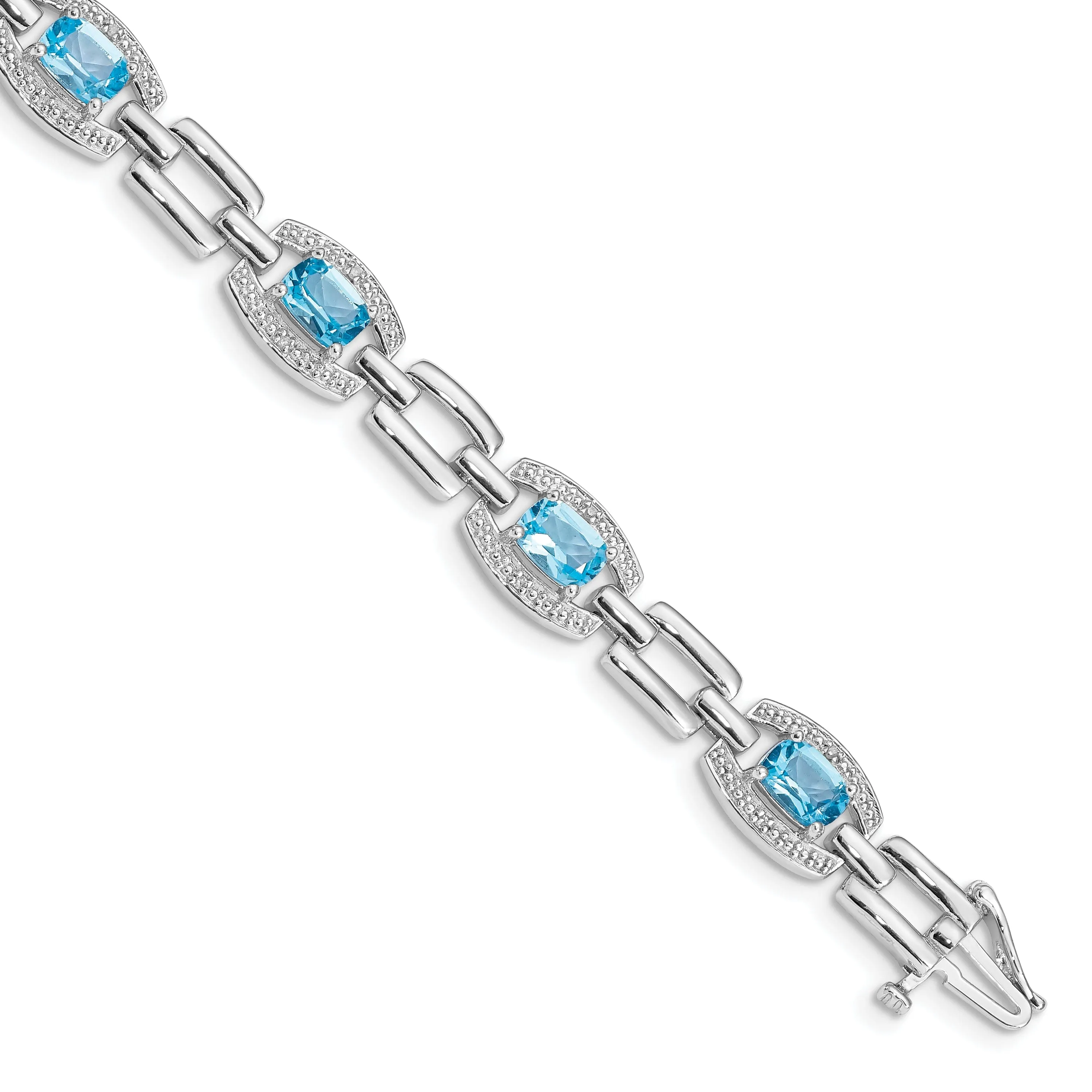 Silver Light Swiss Blue Topaz Gemstone Bracelet