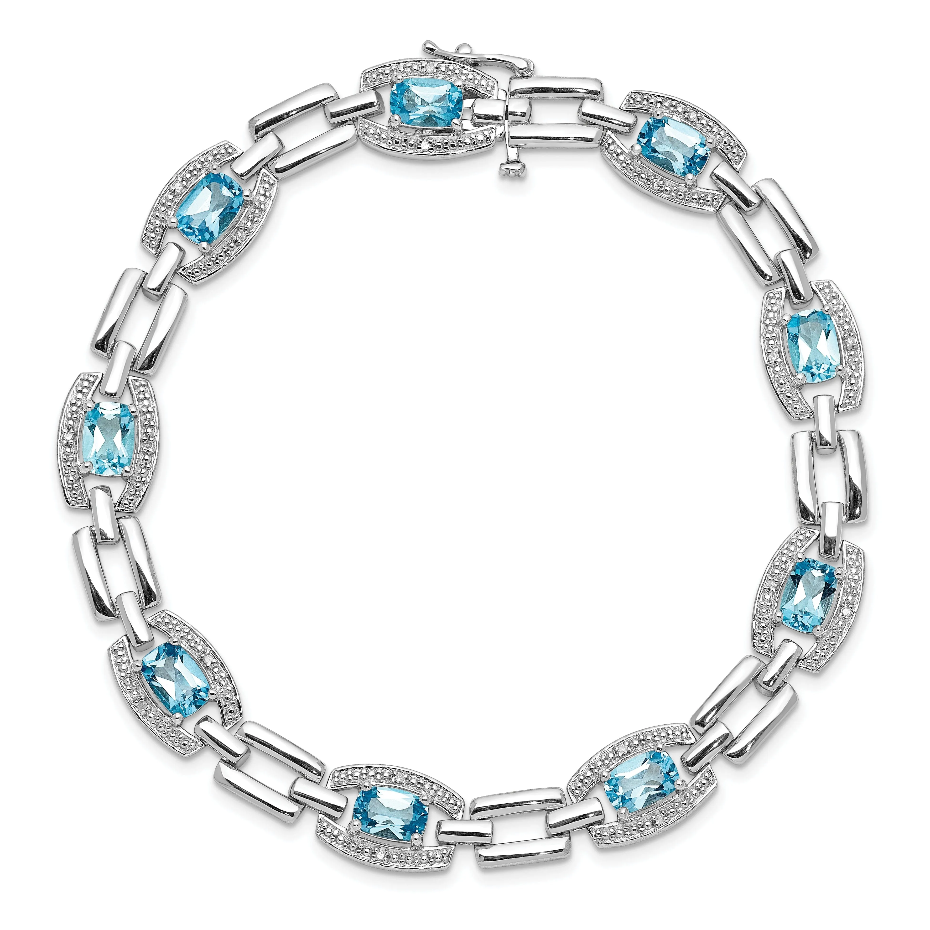 Silver Light Swiss Blue Topaz Gemstone Bracelet