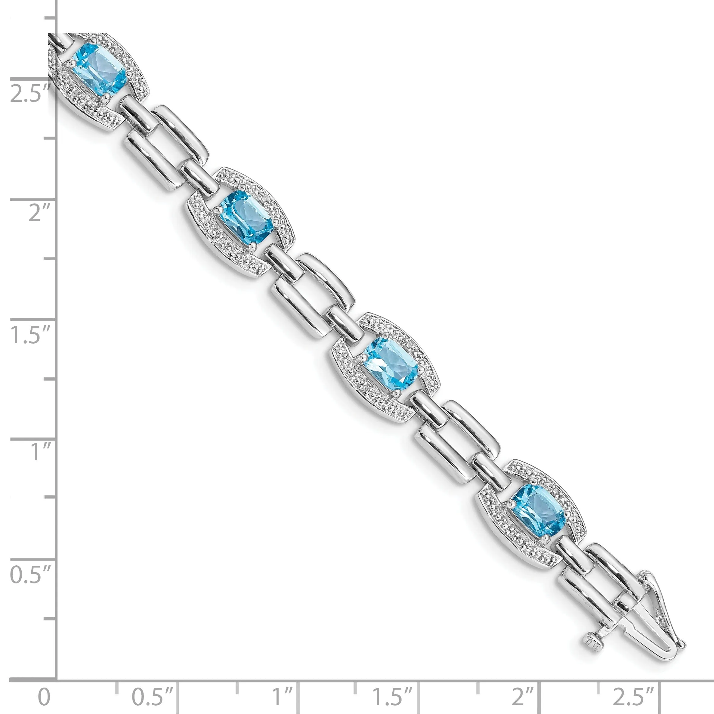 Silver Light Swiss Blue Topaz Gemstone Bracelet