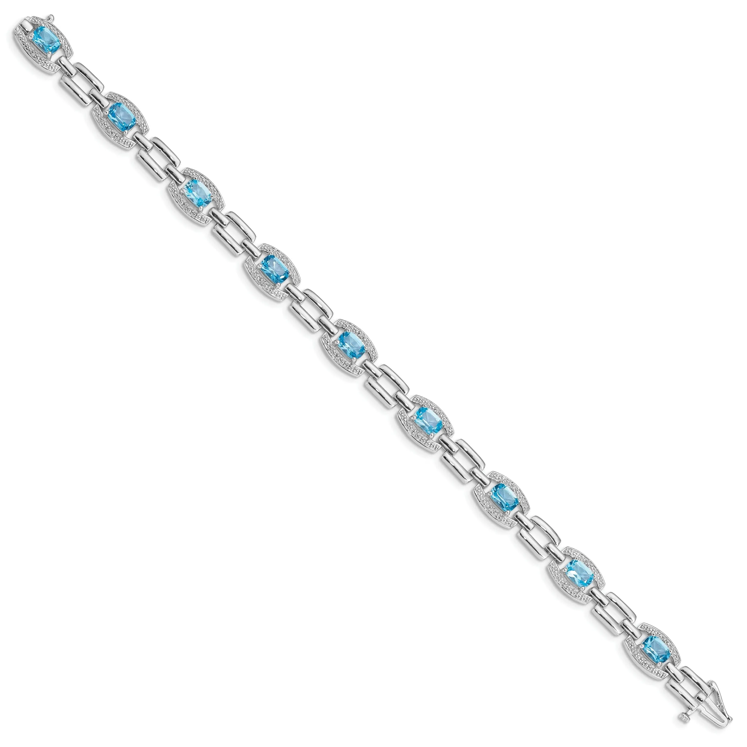 Silver Light Swiss Blue Topaz Gemstone Bracelet