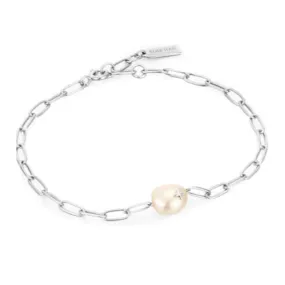 Silver Pearl Sparkle Chunky Chain Bracelet