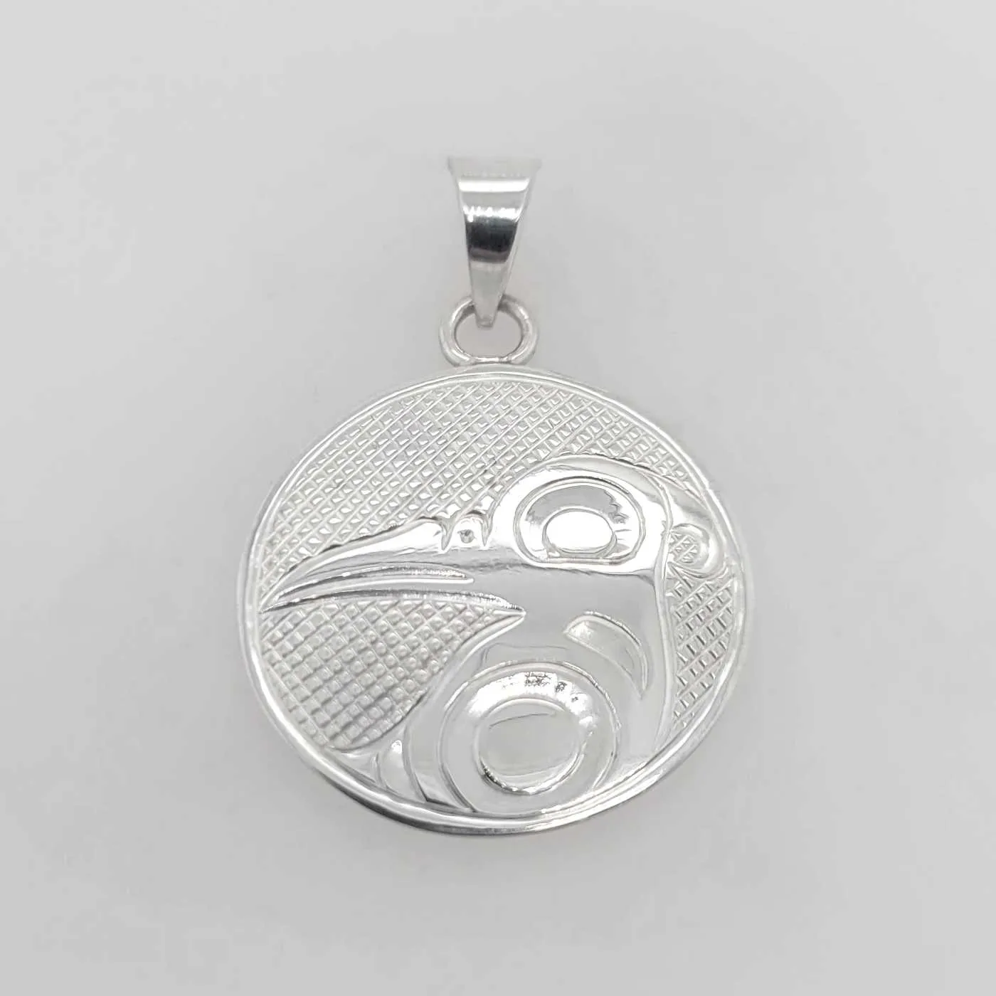 Silver Round Hummingbird Spirit Pendant