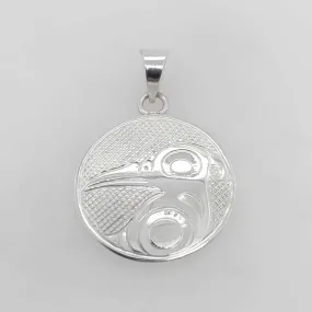 Silver Round Hummingbird Spirit Pendant