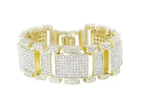 Simulated Diamond Bracelet Large Hip Hop Jewelry Iced Out Silver Bling Gold Silver Color Watch Big Square Bracelet