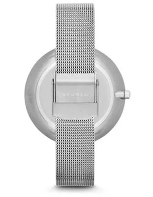 Skagen Womens Gitte Watch - Stainless Steel Mesh Band - Silver-Tone Dial