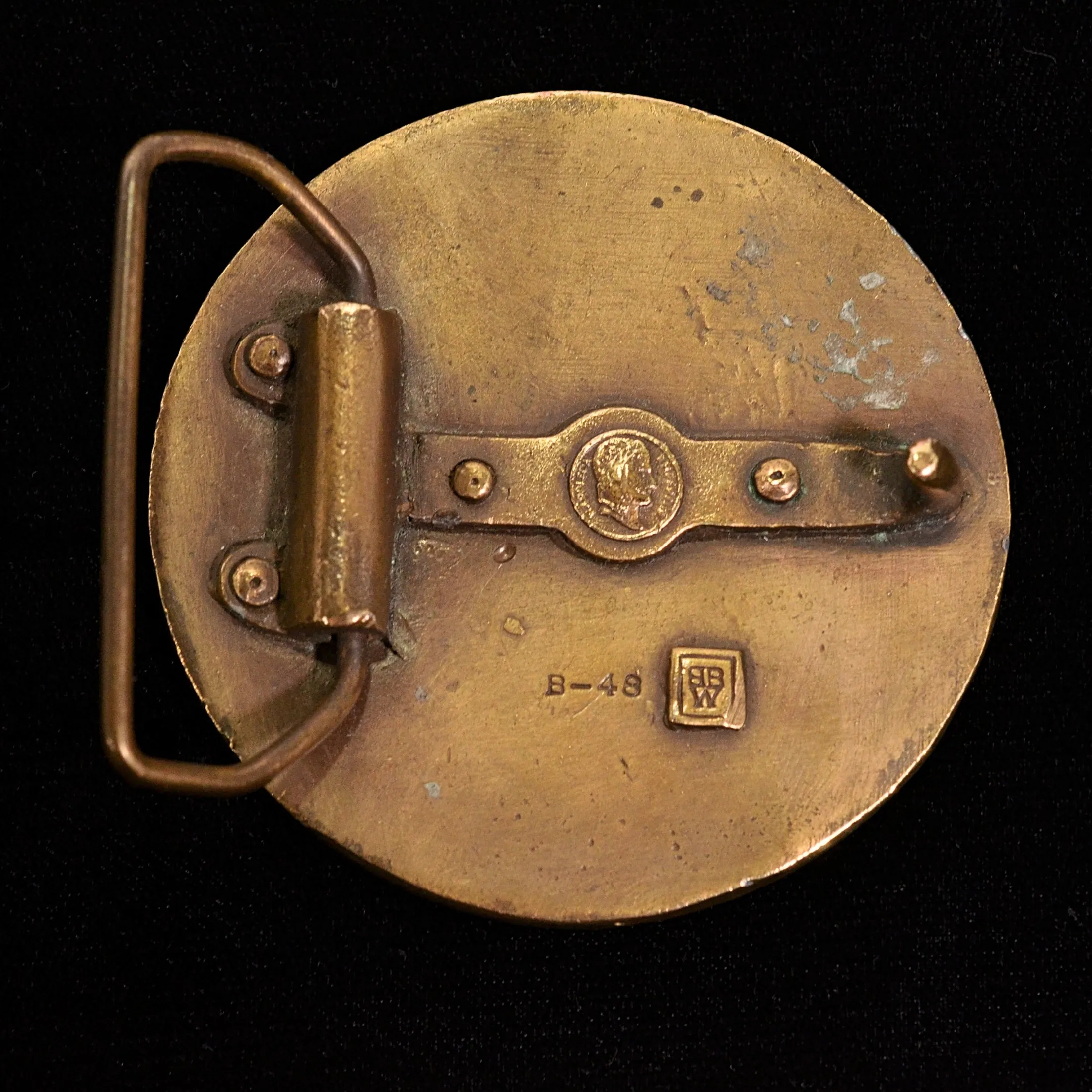 SOLD Vintage Brass Nude Swimmers Belt Buckle, Napoleon Empereur BBW B-48, 132.2 Grams