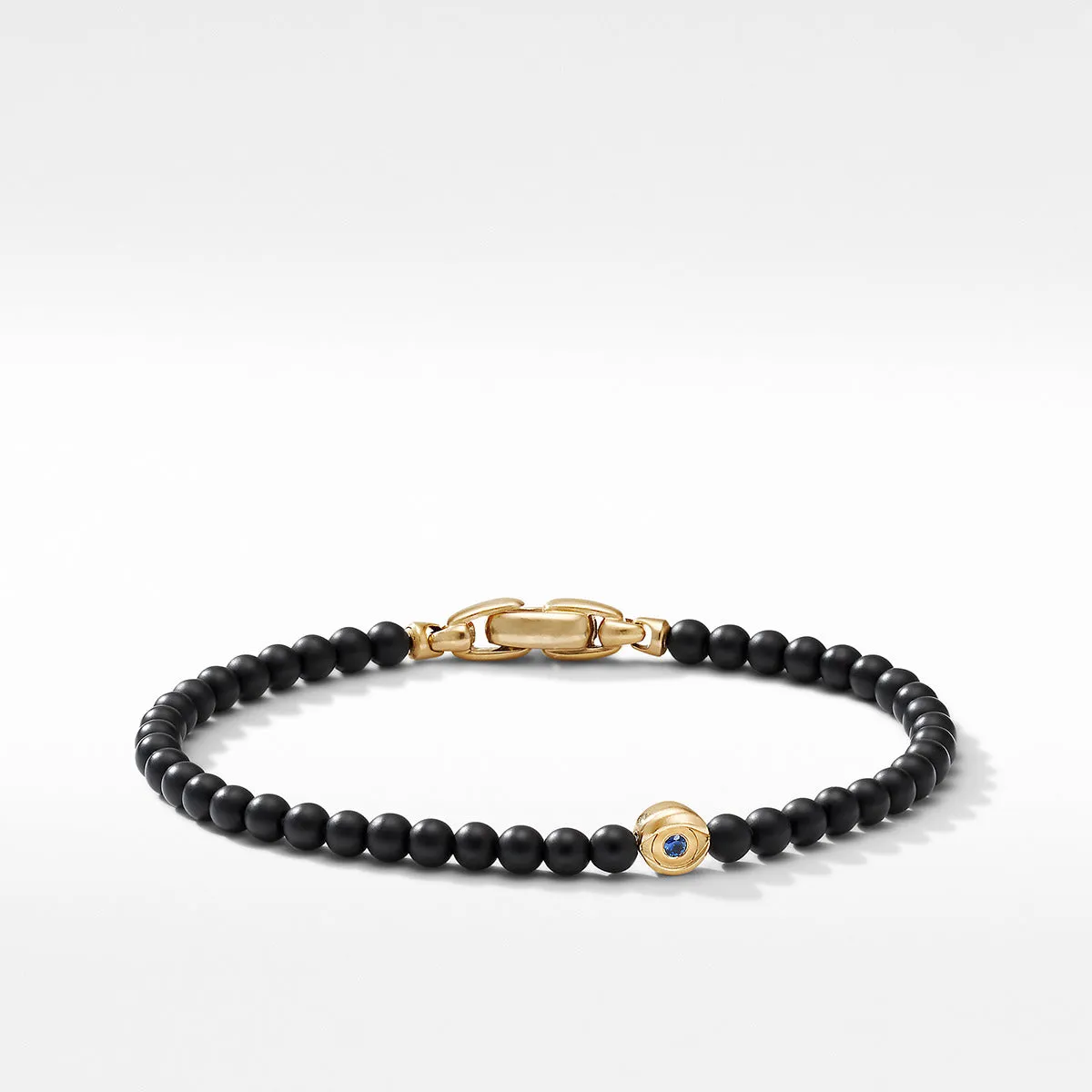 Spiritual Beads Evil Eye Bracelet with Black Onyx, Sapphire and 18K Yellow Gold