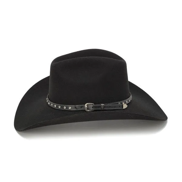 Stampede Hats - 100X Wool Felt Black Cowboy Hat with Rhinestone Leather Trim