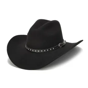 Stampede Hats - 100X Wool Felt Black Cowboy Hat with Rhinestone Leather Trim