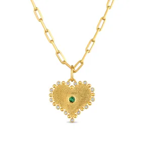 Statement Heart Gemstone Necklace - Green Tourmaline