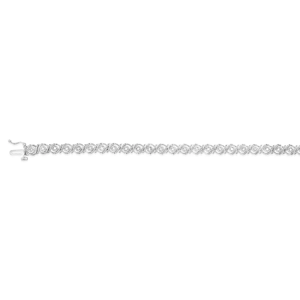 Sterling Silver 0.45 Carat Diamond 18cm Bracelet