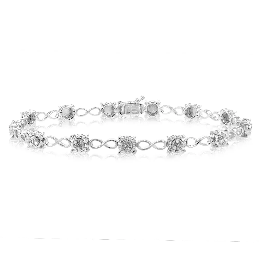 Sterling Silver 1/4 Carat Diamond 18cm Bracelet Set With 39 Diamonds