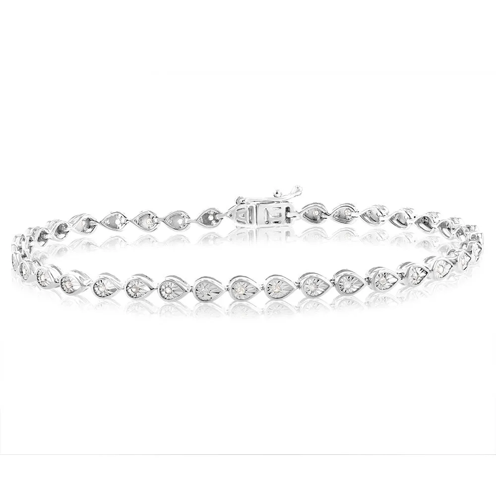 Sterling Silver 1/5 Carat Diamond 18cm Tennis Bracelet with 36 Diamonds