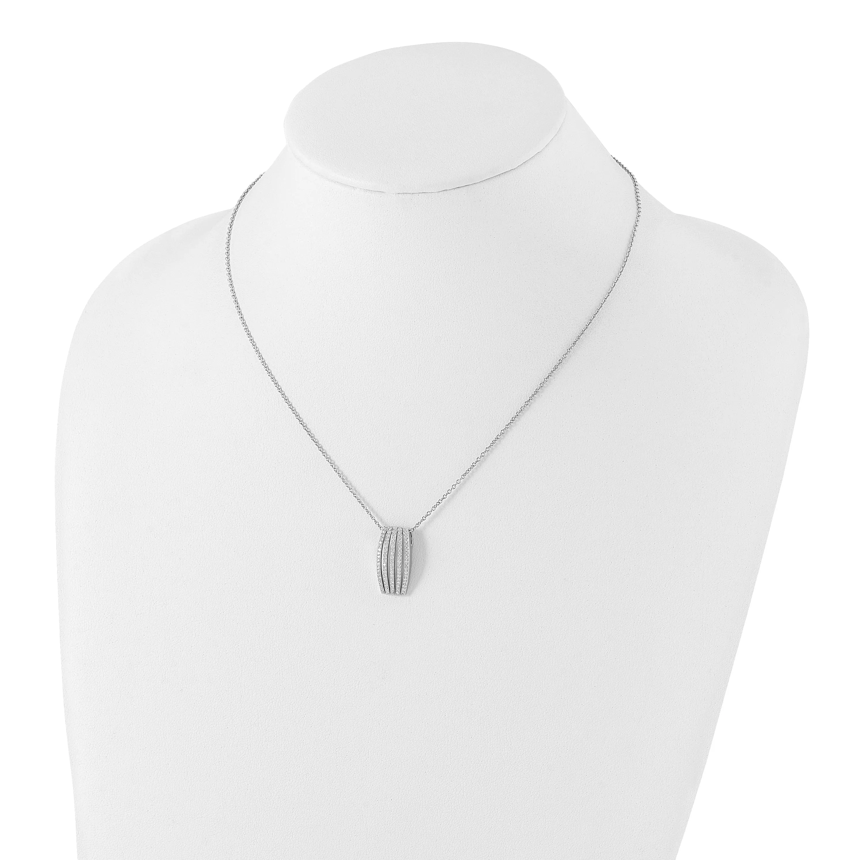 Sterling Silver Cubic Zirconia Polished Necklace