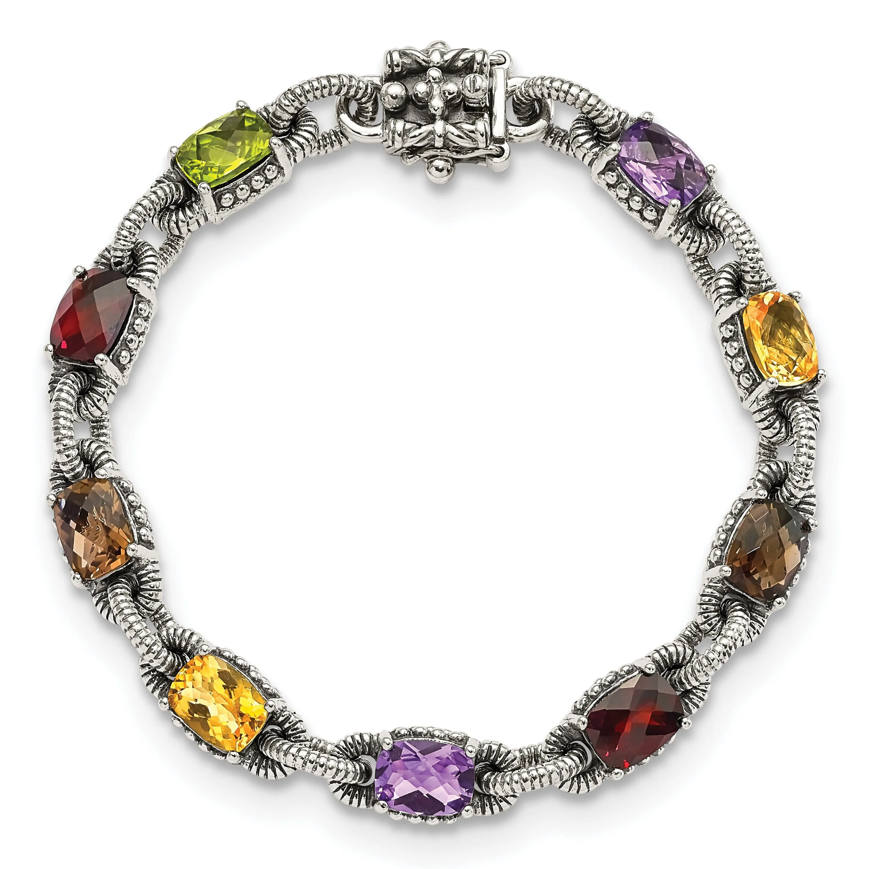 Sterling Silver Multi Gemstone 7.25 Bracelet