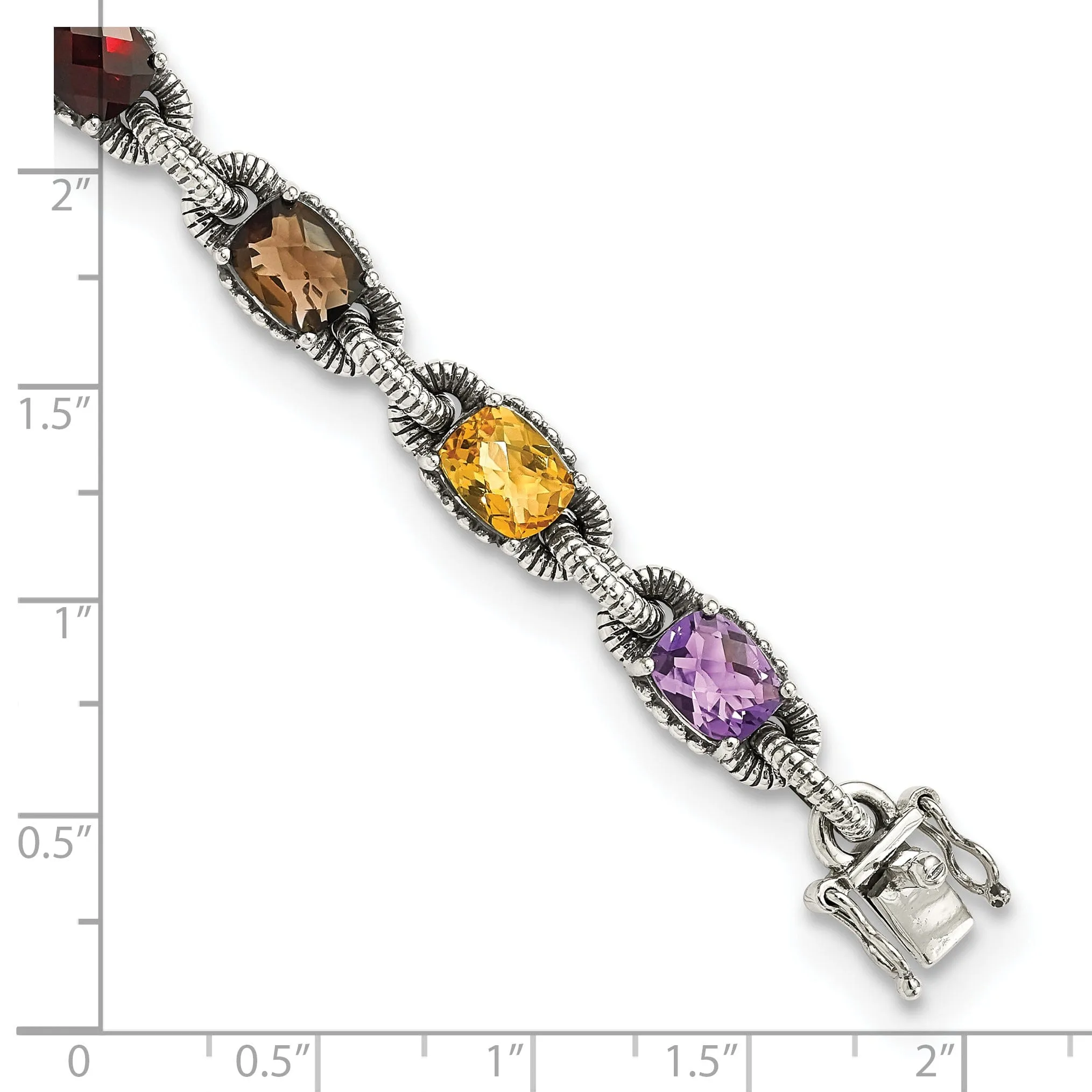 Sterling Silver Multi Gemstone 7.25 Bracelet