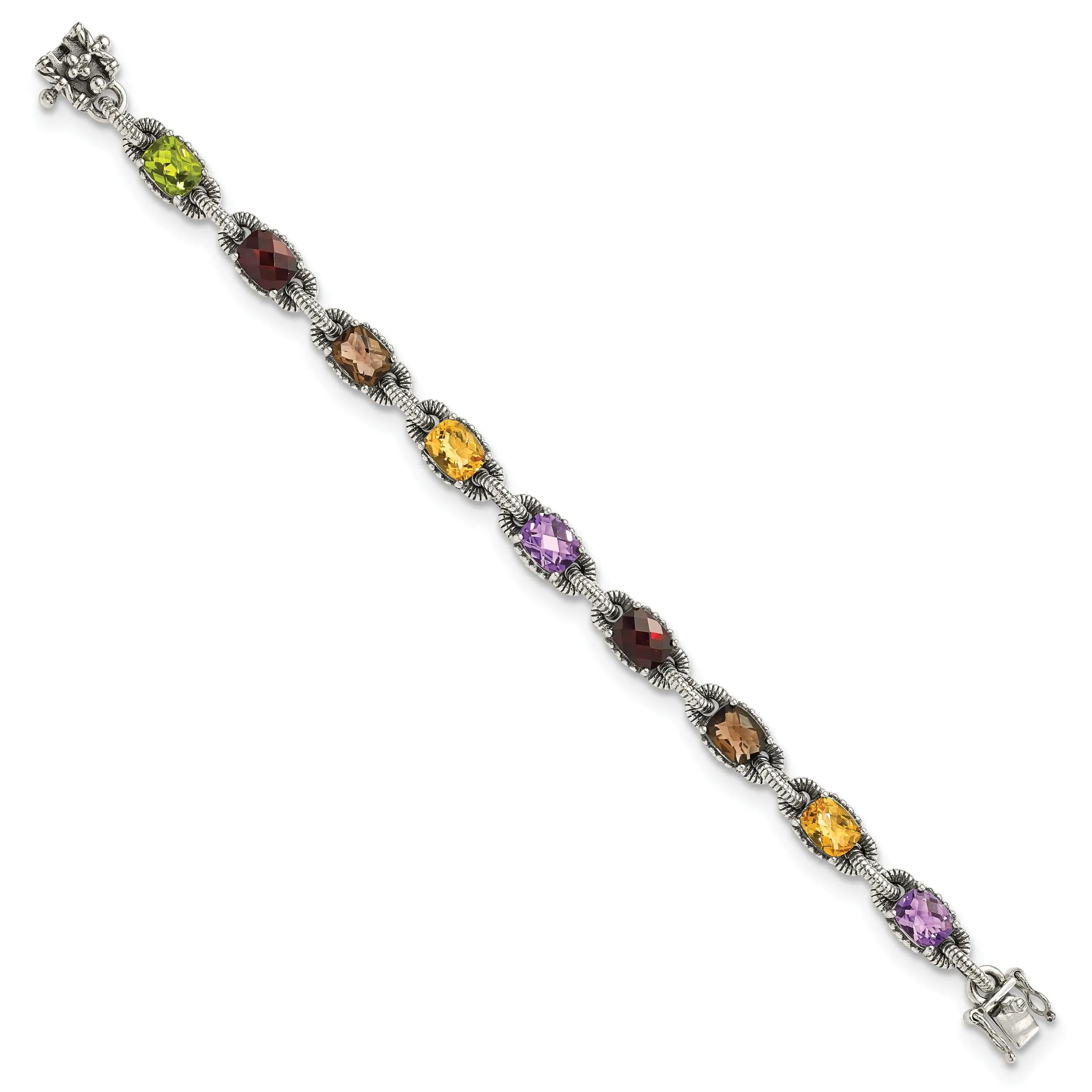 Sterling Silver Multi Gemstone 7.25 Bracelet