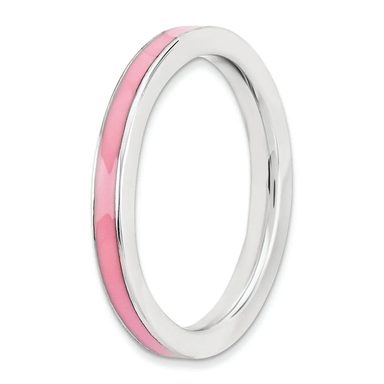 Sterling Silver Pink Enameled 2.25MM Ring