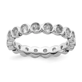 Sterling Silver Stackable Expressions Bezel Round White Topaz Eternity Ring