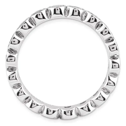 Sterling Silver Stackable Expressions Bezel Round White Topaz Eternity Ring