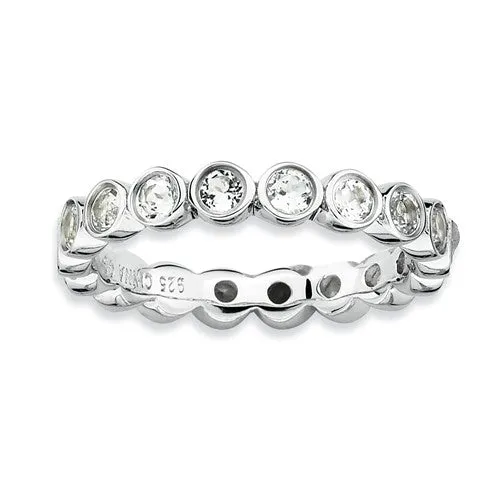 Sterling Silver Stackable Expressions Bezel Round White Topaz Eternity Ring