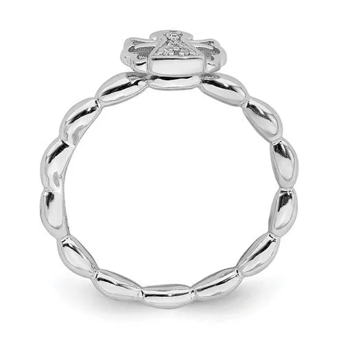 Sterling Silver Stackable Expressions Diamond Angel With Halo Ring