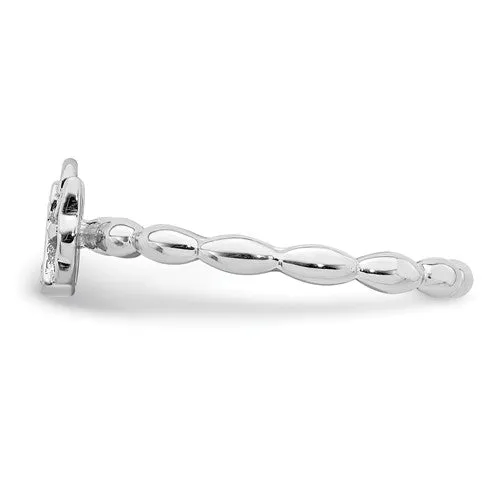 Sterling Silver Stackable Expressions Diamond Angel With Halo Ring