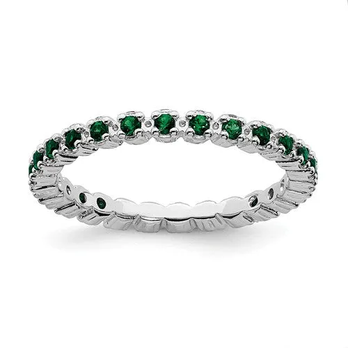 Sterling Silver Stackable Expressions Emerald Eternity Ring