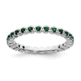 Sterling Silver Stackable Expressions Emerald Eternity Ring