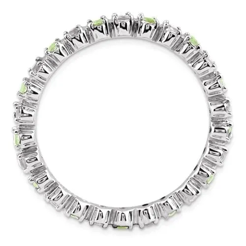 Sterling Silver Stackable Expressions Peridot & Diamond Alternating Eternity Ring