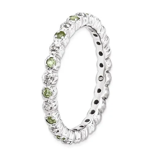 Sterling Silver Stackable Expressions Peridot & Diamond Alternating Eternity Ring