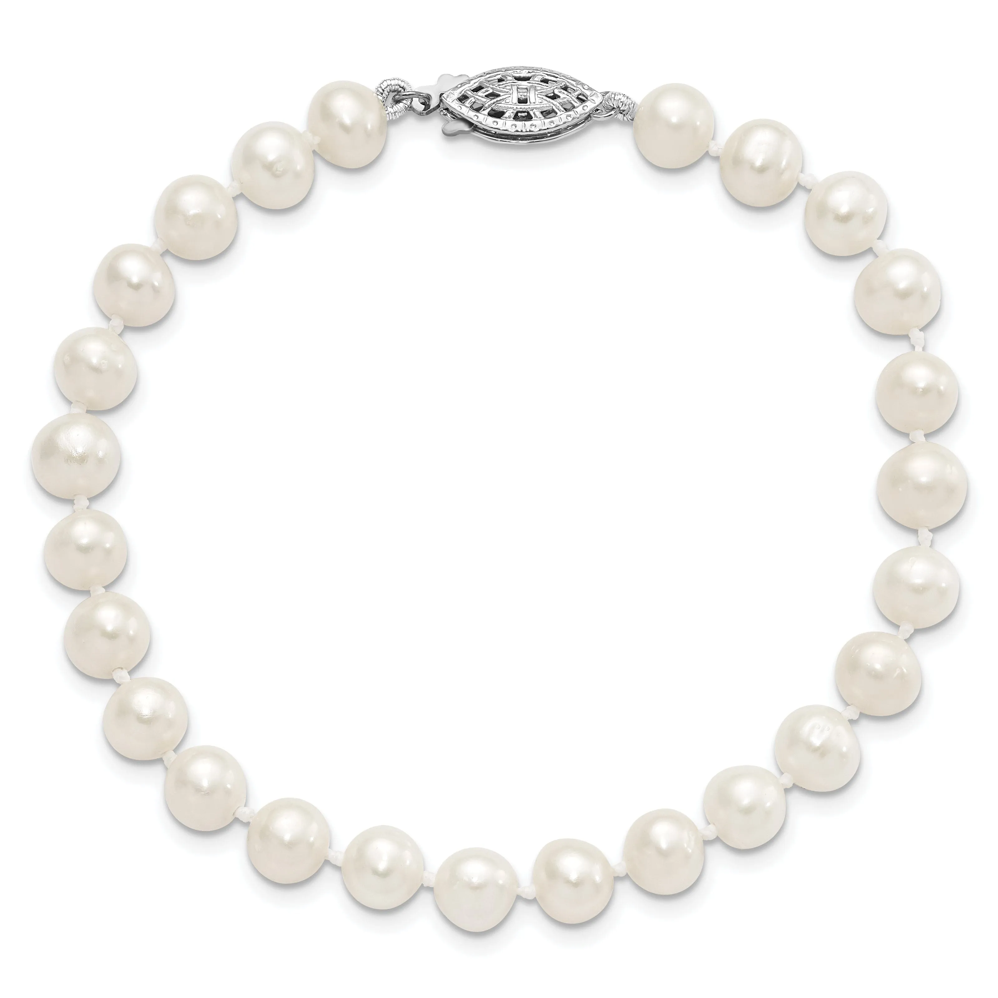 Sterling Silver White Freshwater Pearl Bracelet