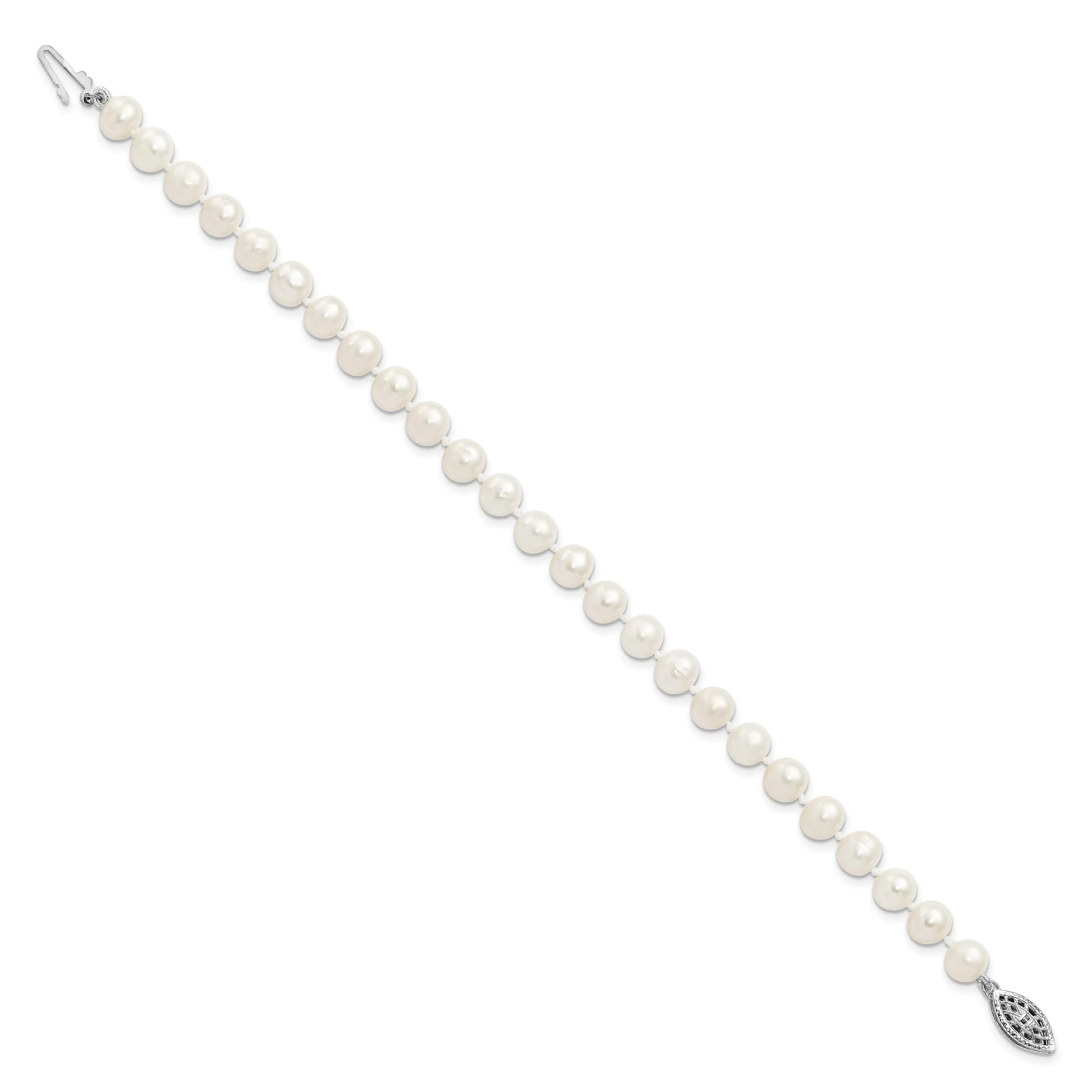 Sterling Silver White Freshwater Pearl Bracelet