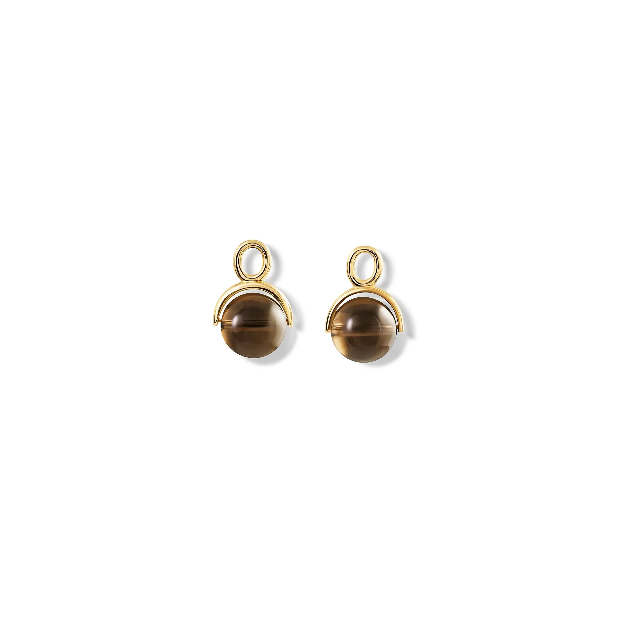 Stirrup Earring Drops Yellow Gold - Smoky Quartz