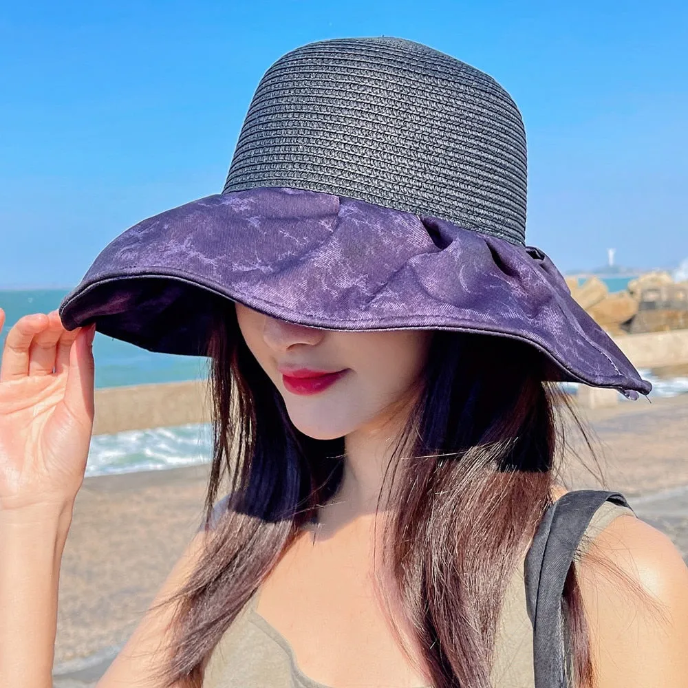 Summer Hats For Women Fashion Wide Brim Design Sun Hat Sun Protection Travel Beach Bucket Hat