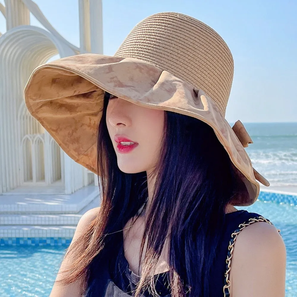 Summer Hats For Women Fashion Wide Brim Design Sun Hat Sun Protection Travel Beach Bucket Hat