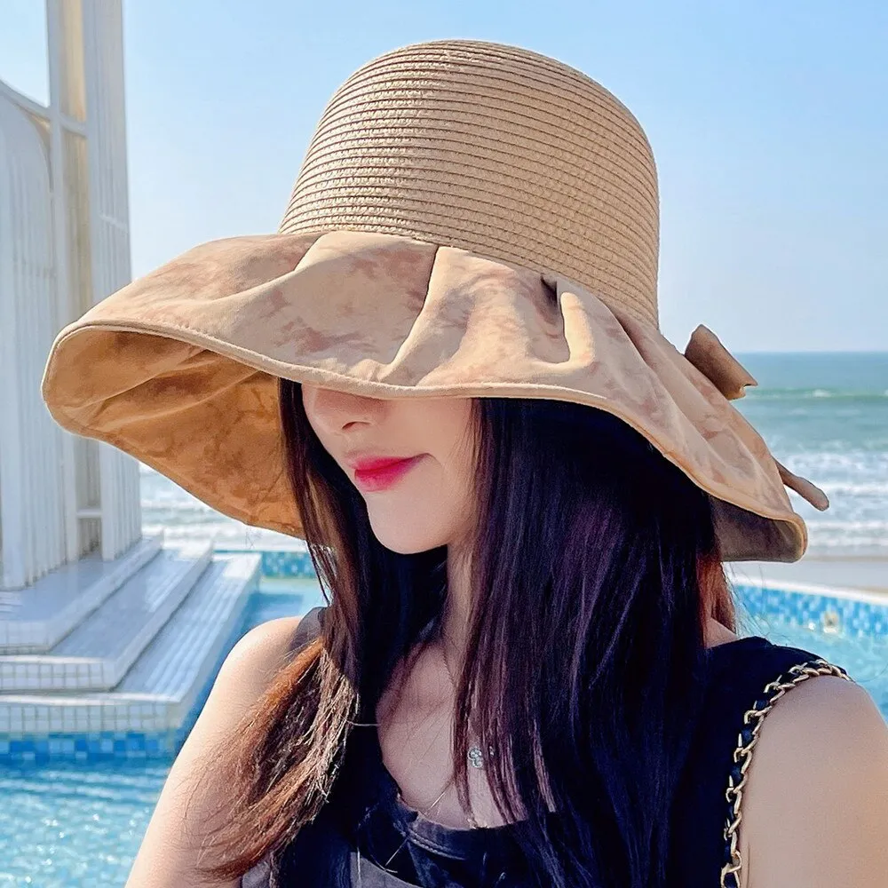 Summer Hats For Women Fashion Wide Brim Design Sun Hat Sun Protection Travel Beach Bucket Hat