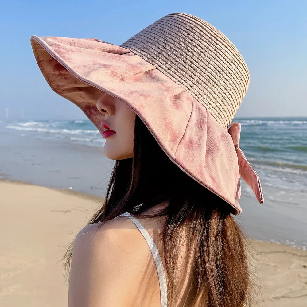 Summer Hats For Women Fashion Wide Brim Design Sun Hat Sun Protection Travel Beach Bucket Hat