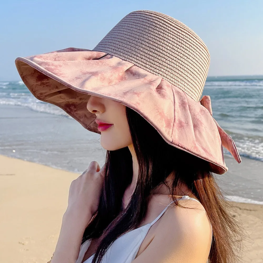 Summer Hats For Women Fashion Wide Brim Design Sun Hat Sun Protection Travel Beach Bucket Hat