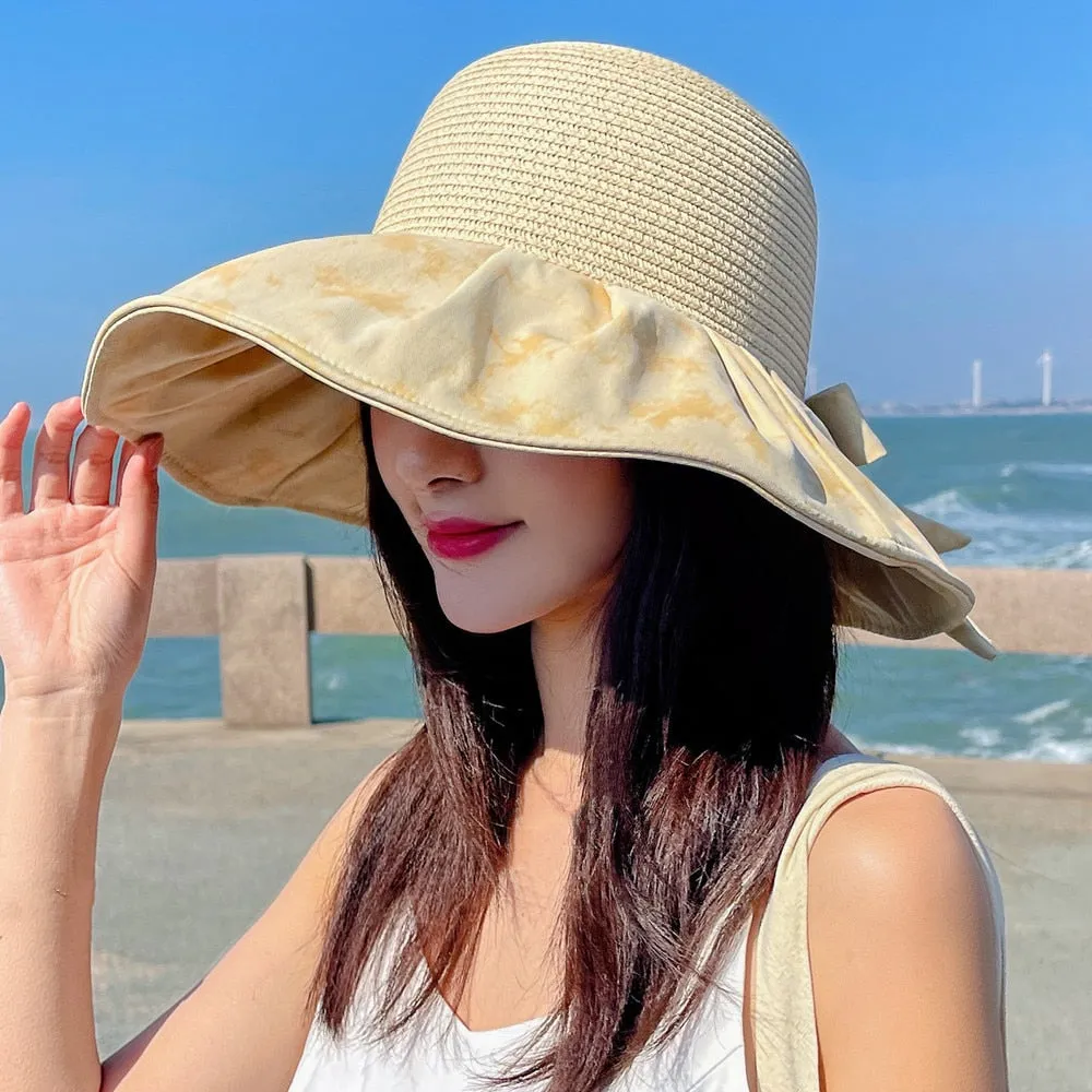 Summer Hats For Women Fashion Wide Brim Design Sun Hat Sun Protection Travel Beach Bucket Hat