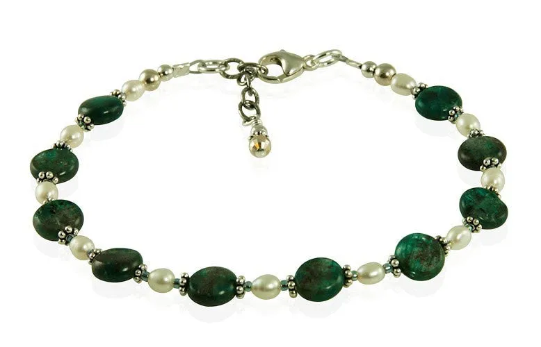 Teal Green Labradorite Gemstone Bracelet