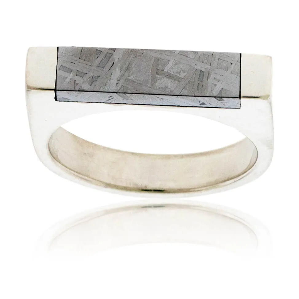 Thin Meteorite Inlay Ring