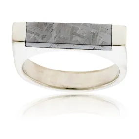 Thin Meteorite Inlay Ring